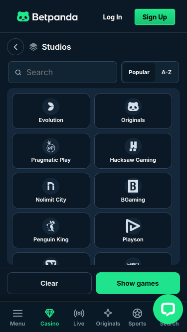 BetPandaカジノモバイルゲーム開発者
