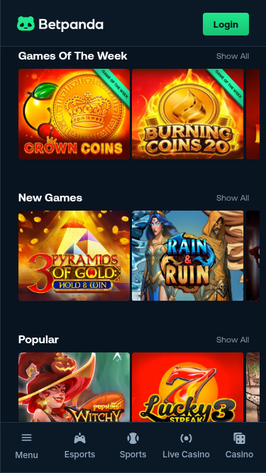 BetPanda Casino Mobile Games