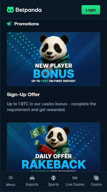 BetPanda Casino Mobile Promotions
