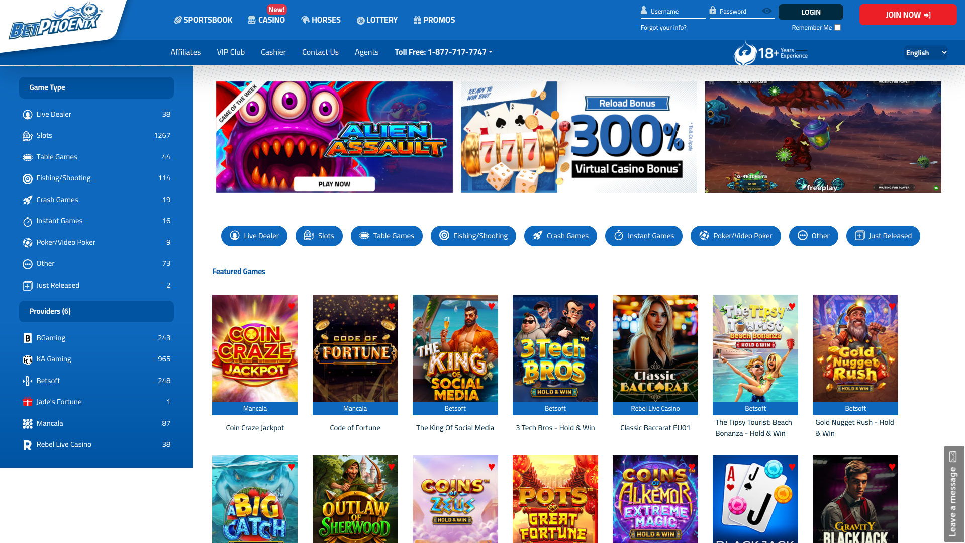 Développeurs de jeux de casino BetPhoenix pour ordinateur