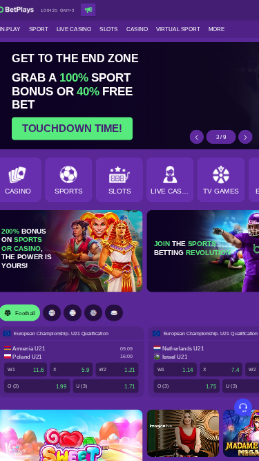 Página de inicio móvil de BetPlays Casino