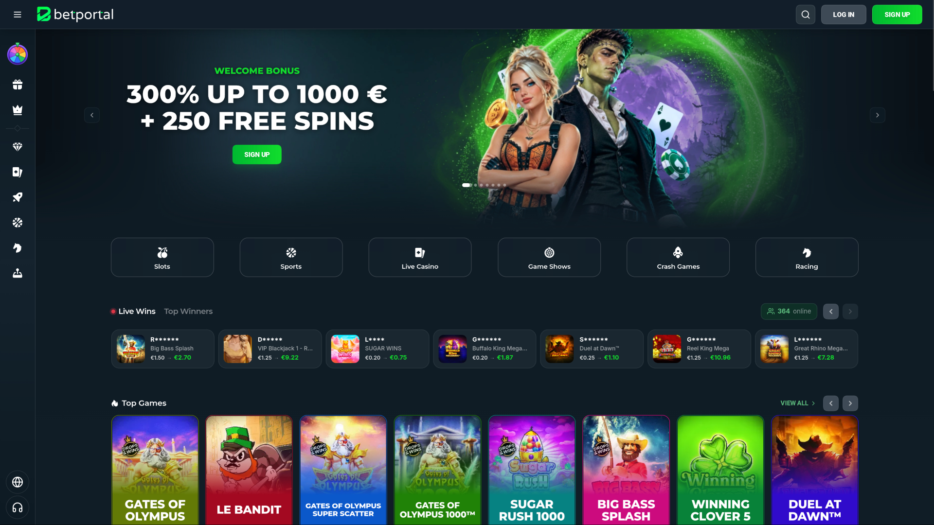 Betportal Casino Desktop-Startseite