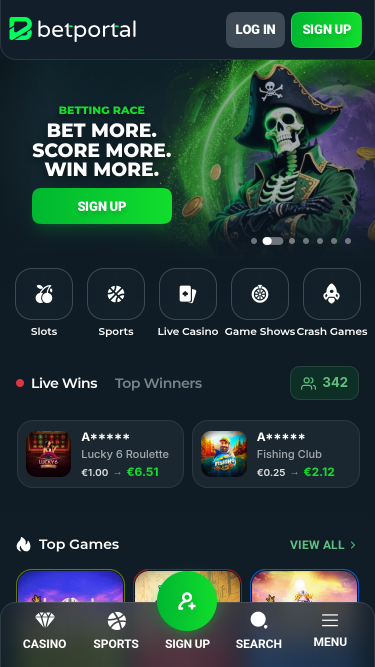 Betportal Casino Mobile Homepage