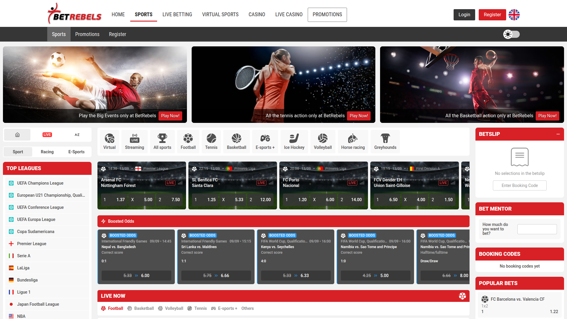 Sports de bureau de BetRebels Casino