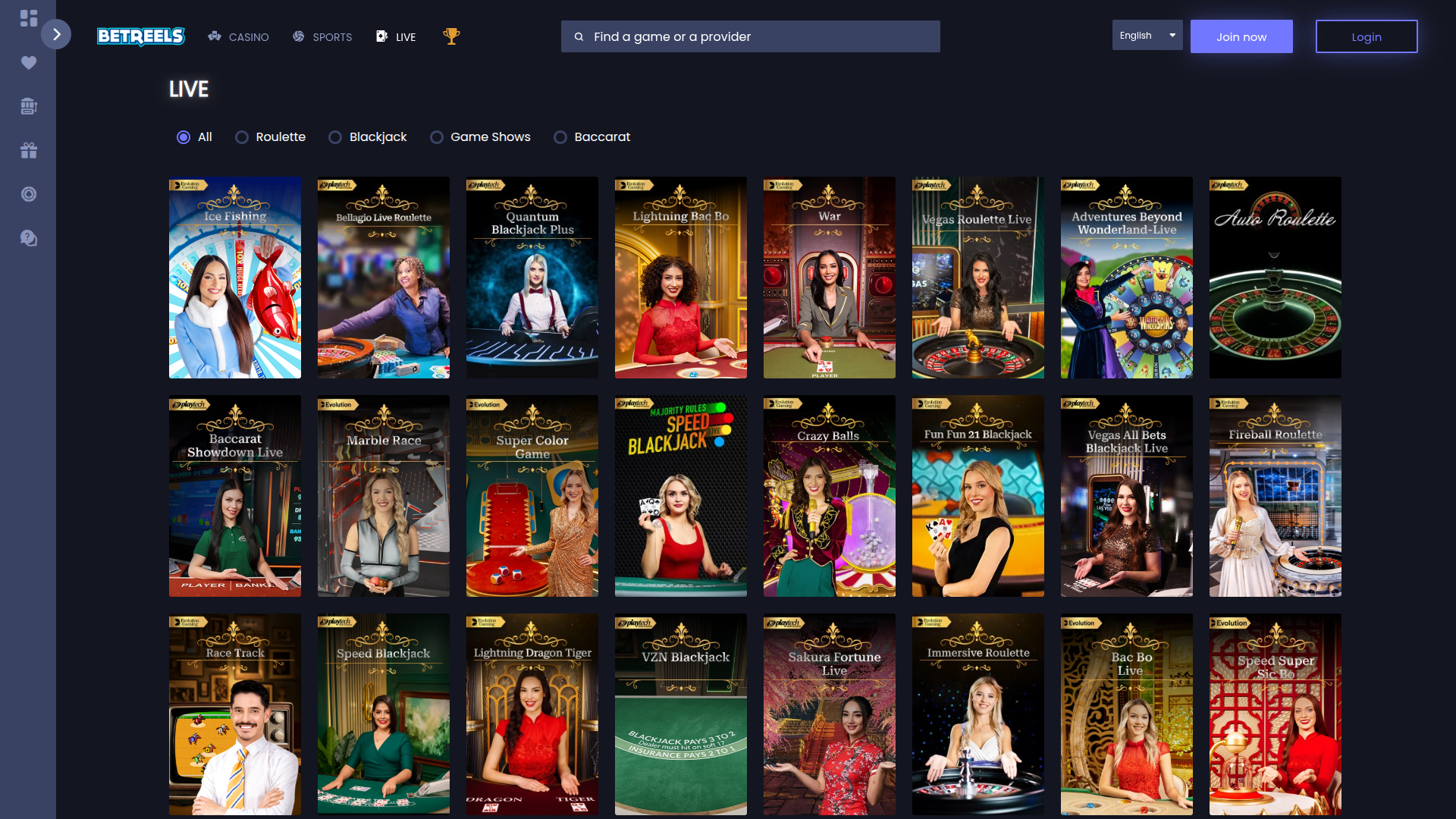 Croupier en direct sur bureau de Betreels