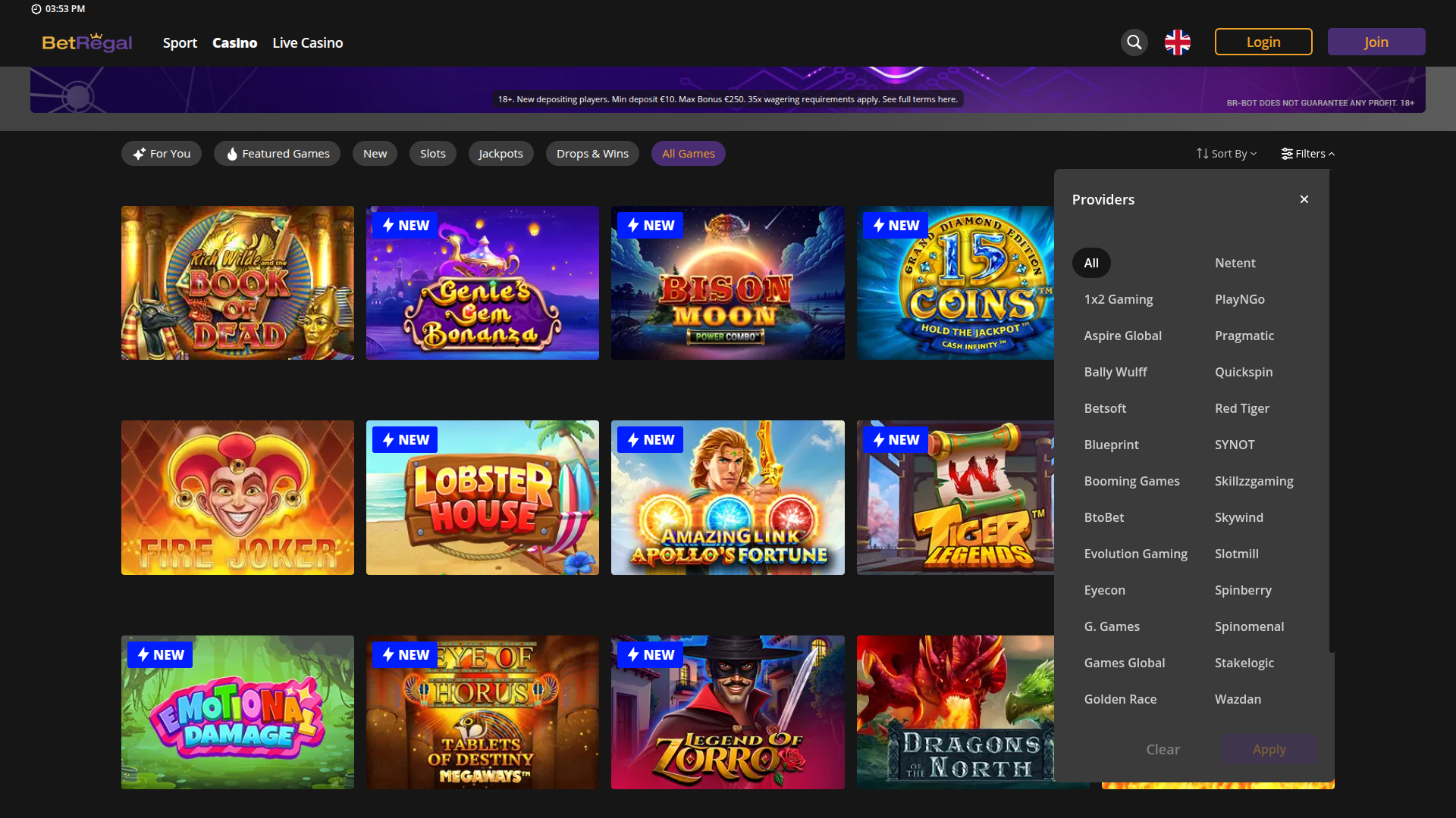 Sviluppatori di giochi desktop di BetRegal Casino