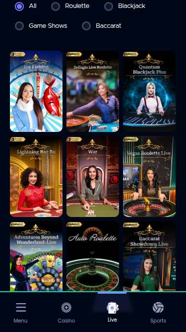 Betrino Casino Mobile Live Dealer