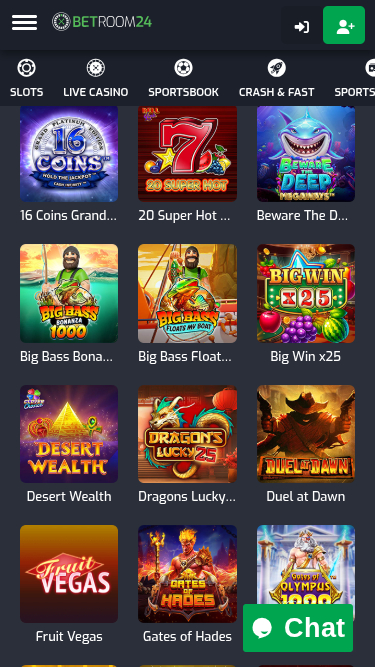 Jeux mobiles de Betroom24 Casino