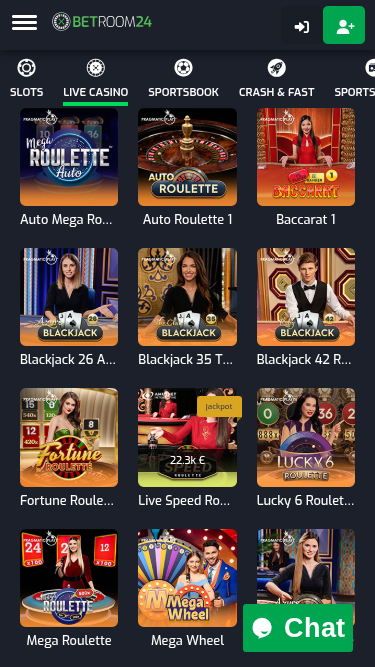 Croupier en direct mobile de Betroom24 Casino