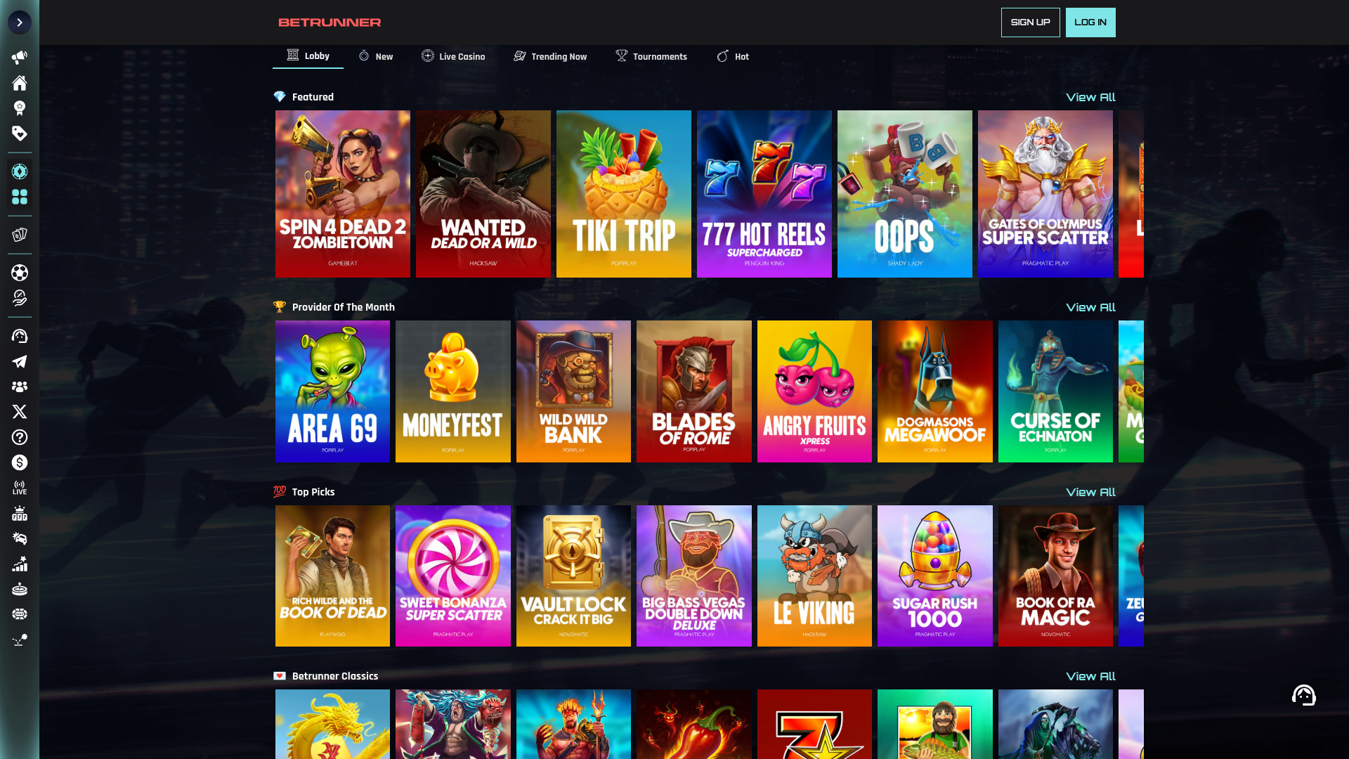 Jeux sur ordinateur de BetRunner Casino