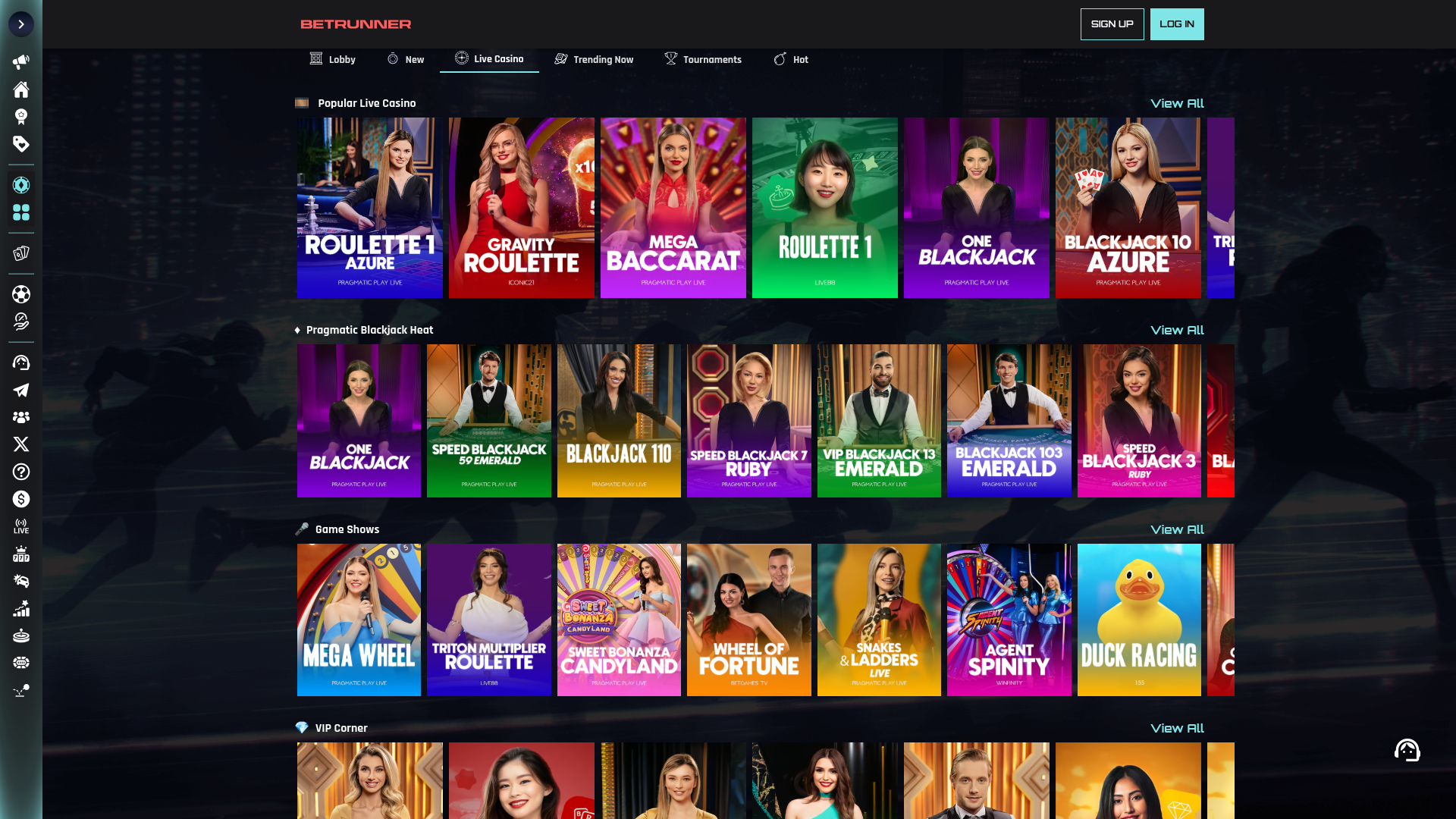 Croupier en direct sur ordinateur de BetRunner Casino