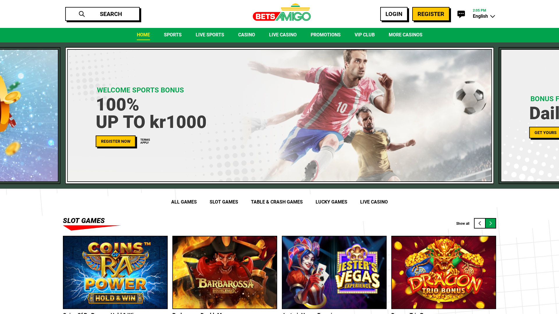 Bets Amigo Desktop Homepage