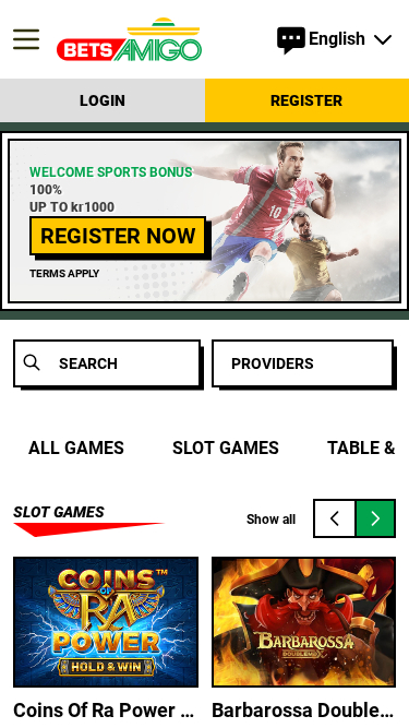 Bets Amigo Mobile Homepage