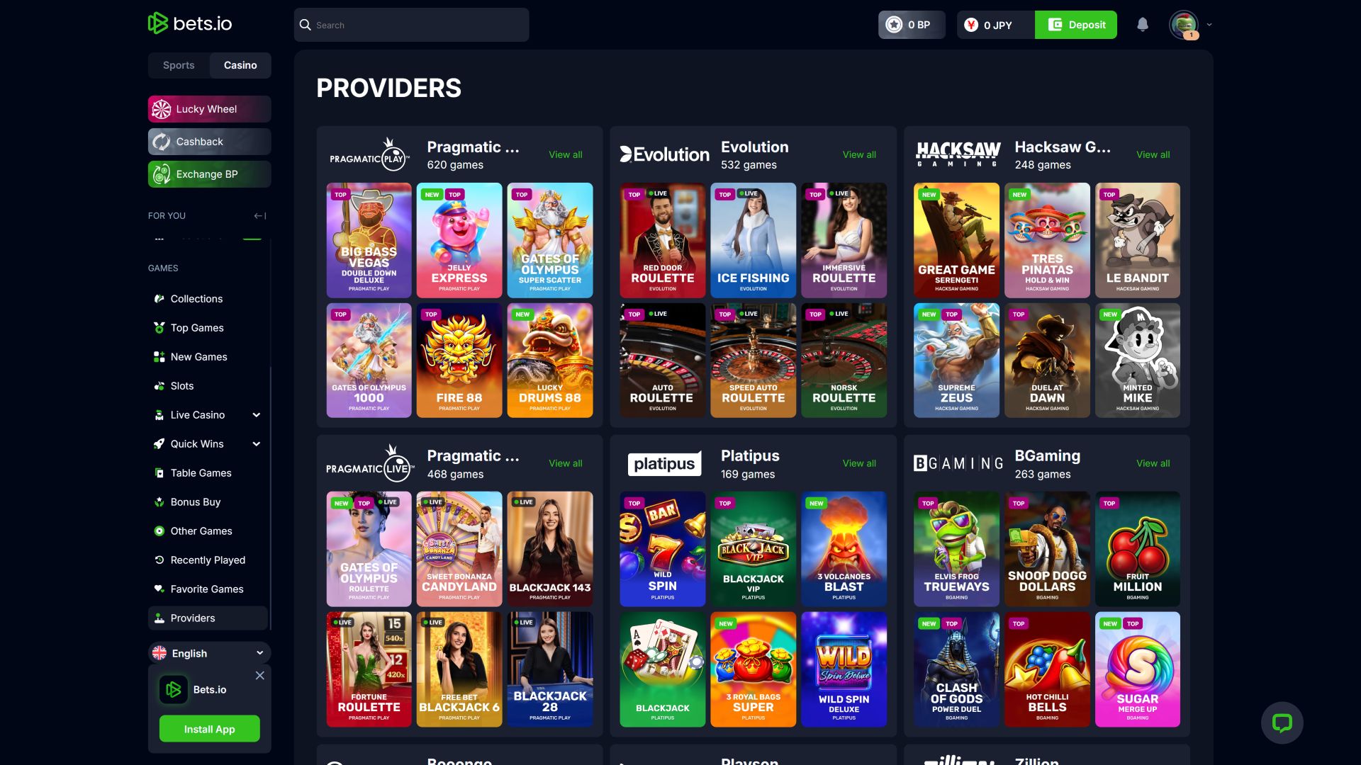Sviluppatori di giochi per desktop del casinò Bets.io