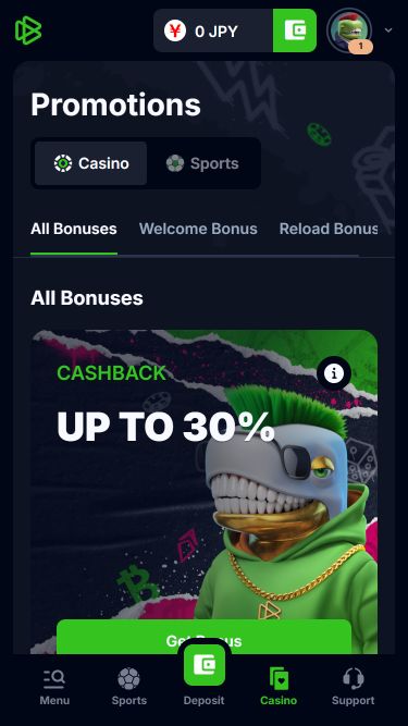 Promozioni per dispositivi mobili del casinò Bets.io