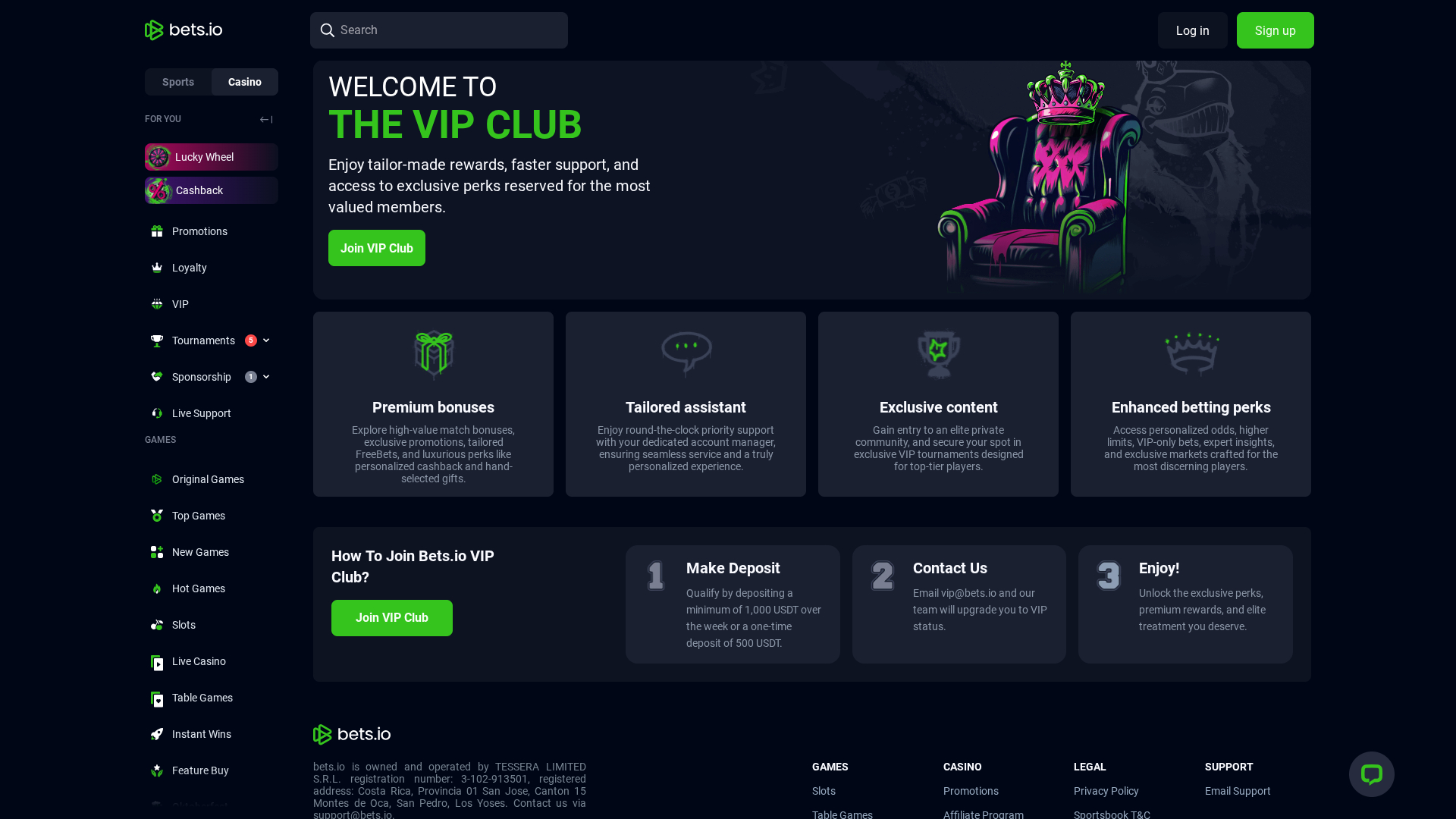 Programme VIP de bureau Bets.io Casino