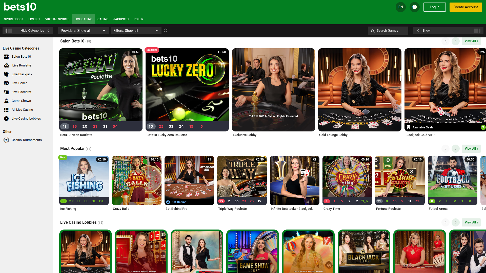 Croupier en direct sur ordinateur de Bets10