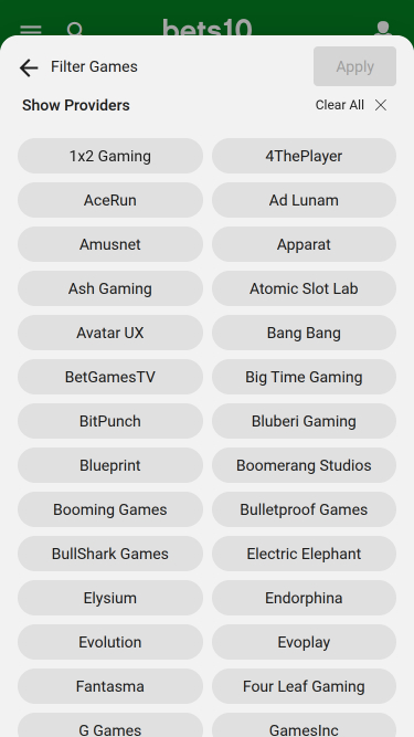 Développeurs de jeux mobiles de Bets10