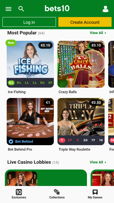 Croupier en direct mobile de Bets10