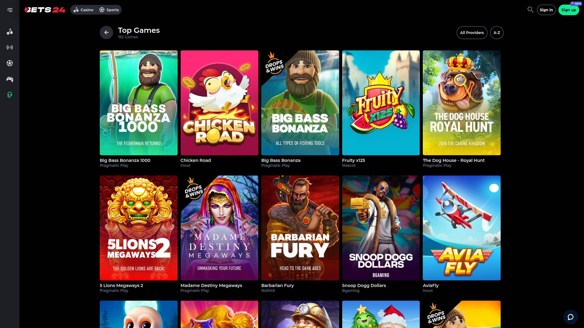 Jeux de bureau de Bets24 Casino