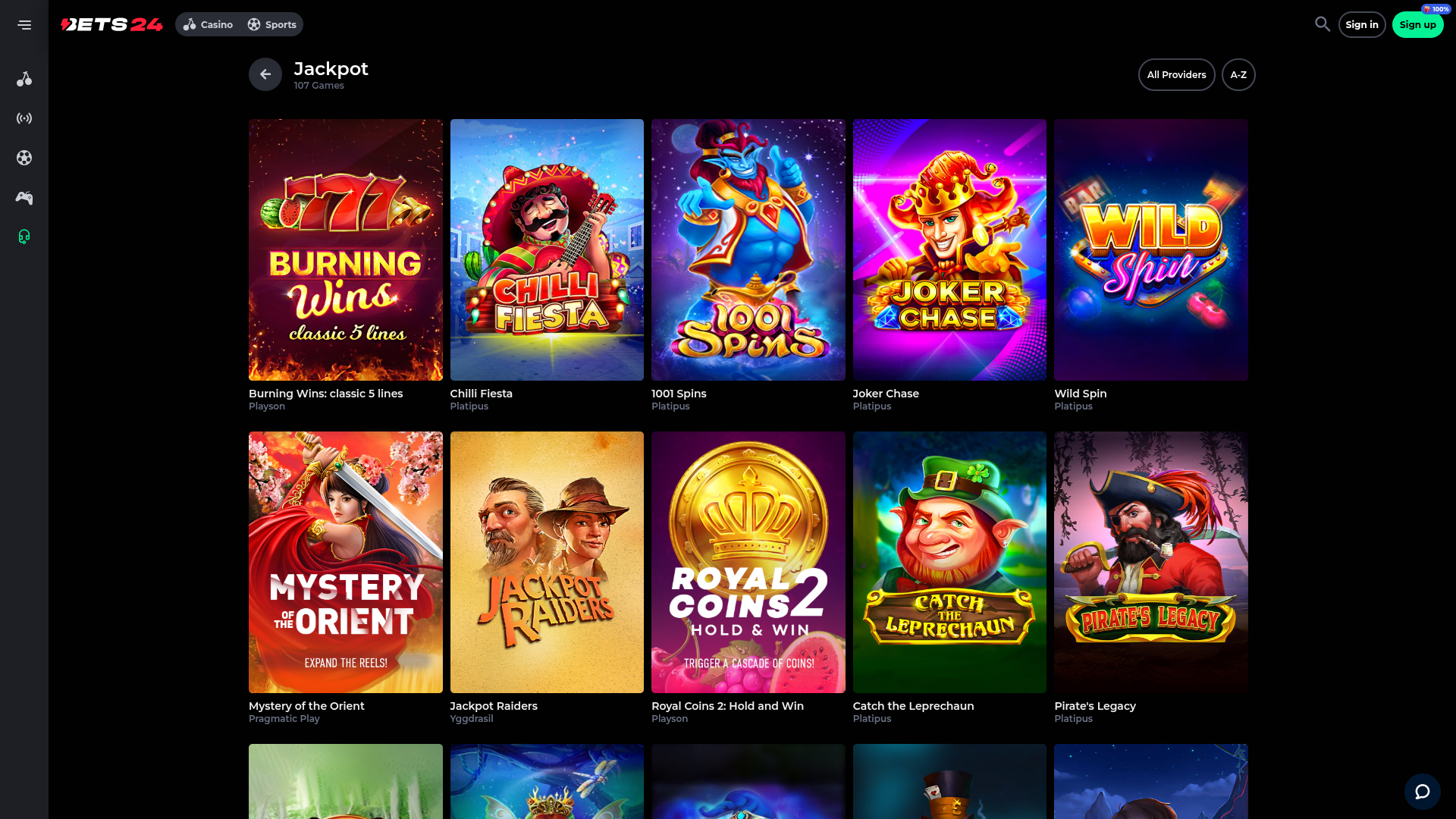 Jackpot de bureau de Bets24 Casino