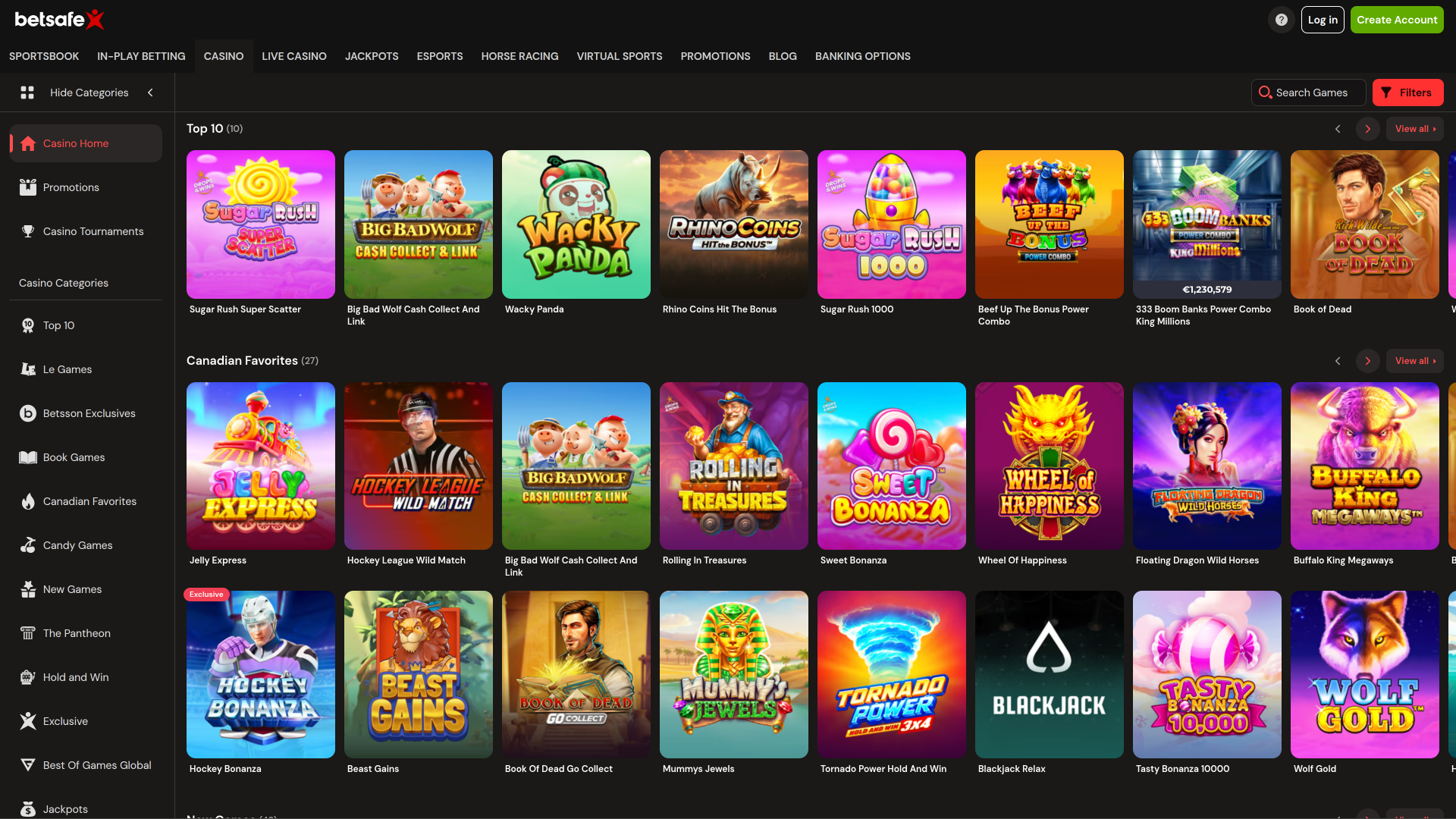 Betsafe Casino Desktop Games