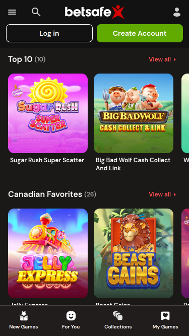 Betsafe Casino Mobile Games