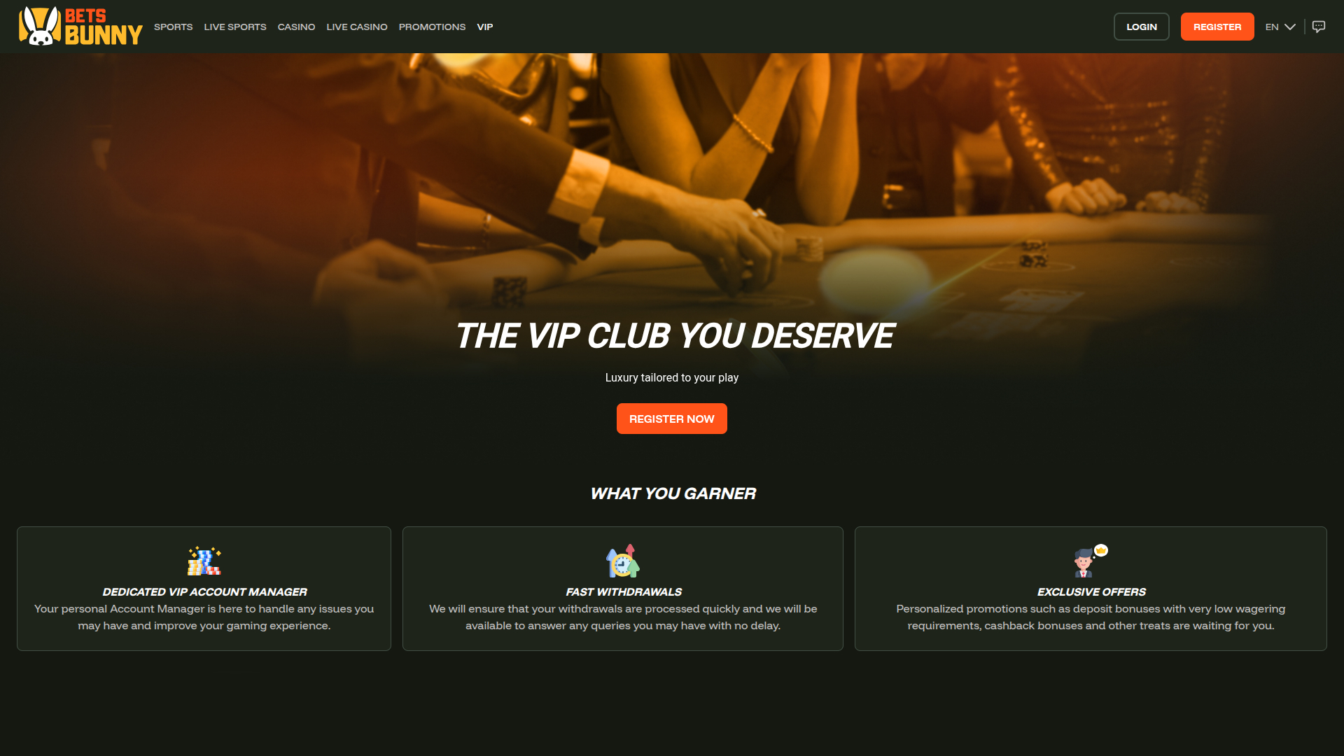 Programme VIP de bureau Bets Bunny Casino