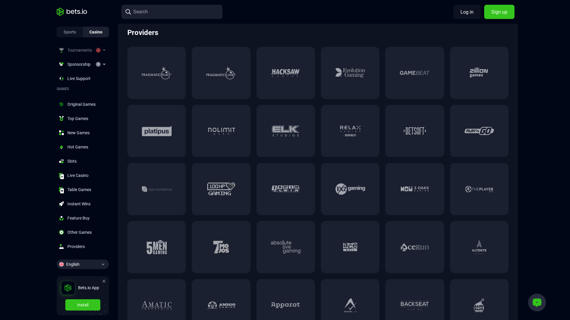 Développeurs de jeux sur ordinateur de Bets.io Casino