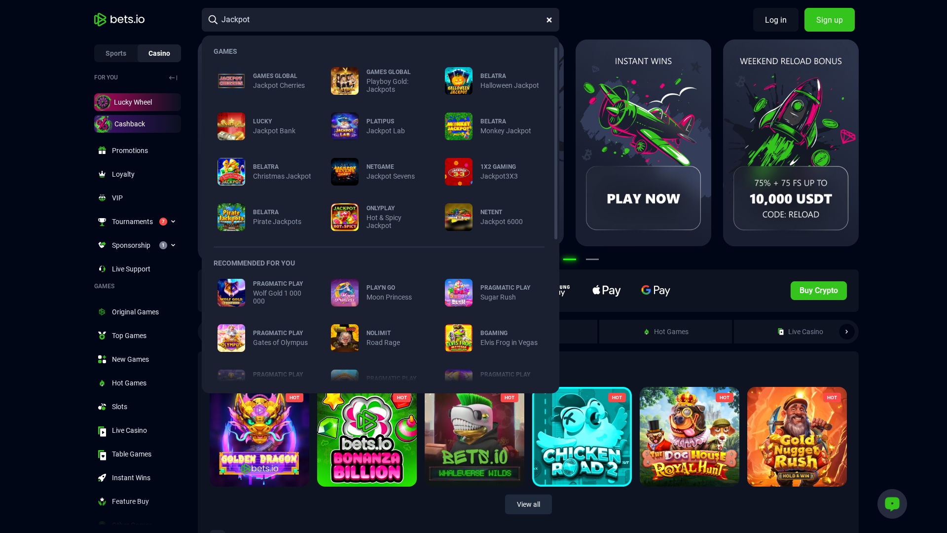 Jackpot sur ordinateur de Bets.io Casino