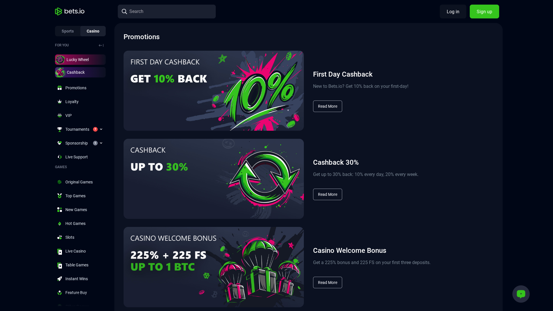 Promotions sur ordinateur de Bets.io Casino
