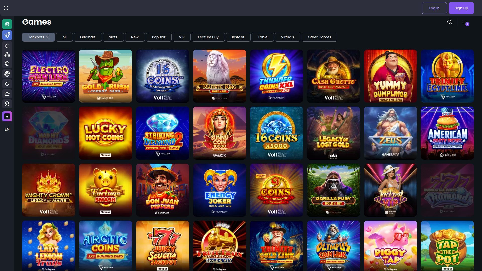 Jackpot desktop di Betspino