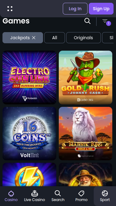 Jackpot mobile di Betspino