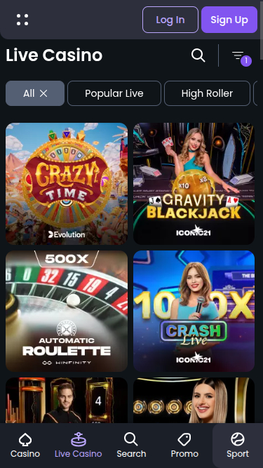 Live dealer mobile di Betspino