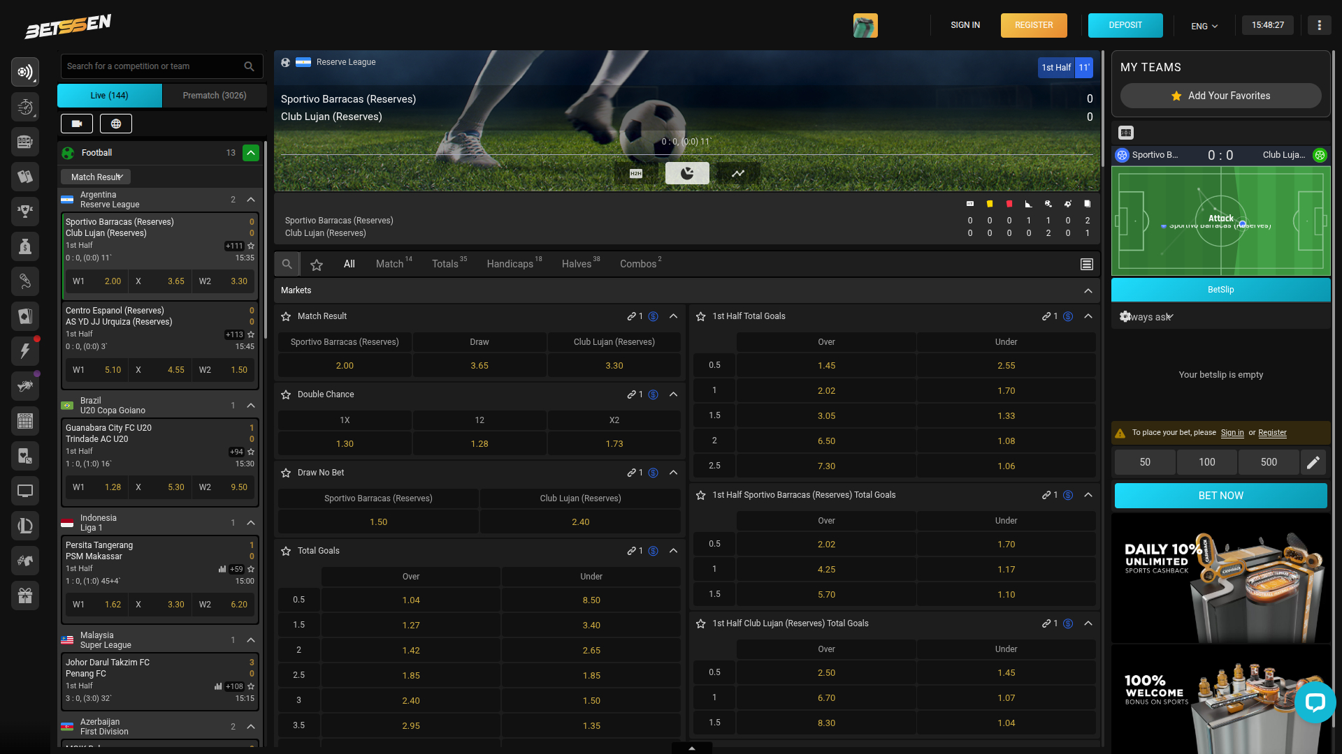 Deportes de escritorio de Betssen Casino