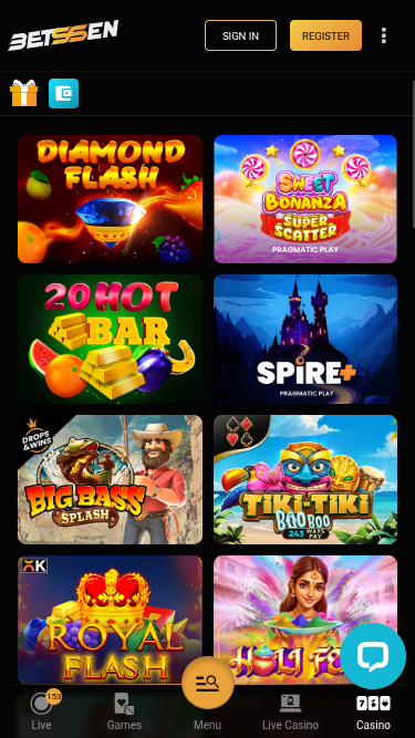 Juegos móviles de Betssen Casino