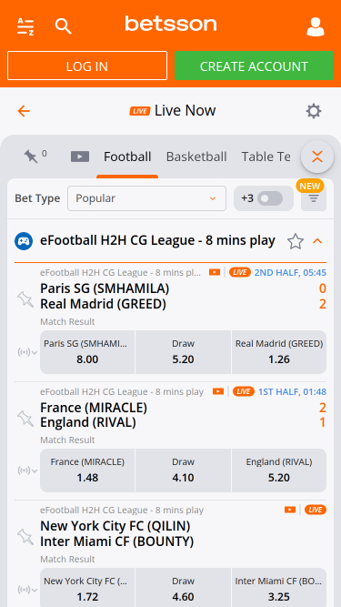 Sports mobiles de Betsson Casino