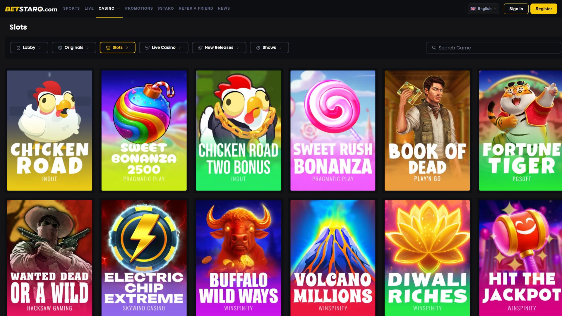 Betstaro Casino Desktop-Spiele