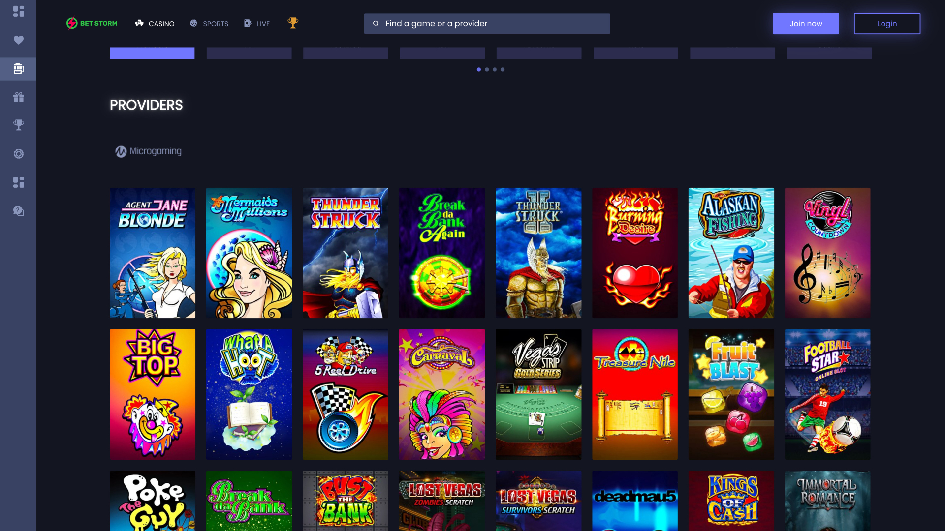 Desarrolladores de juegos de escritorio de BetStorm Casino