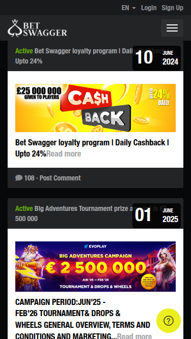 Promozioni mobile di BetSwagger Casino
