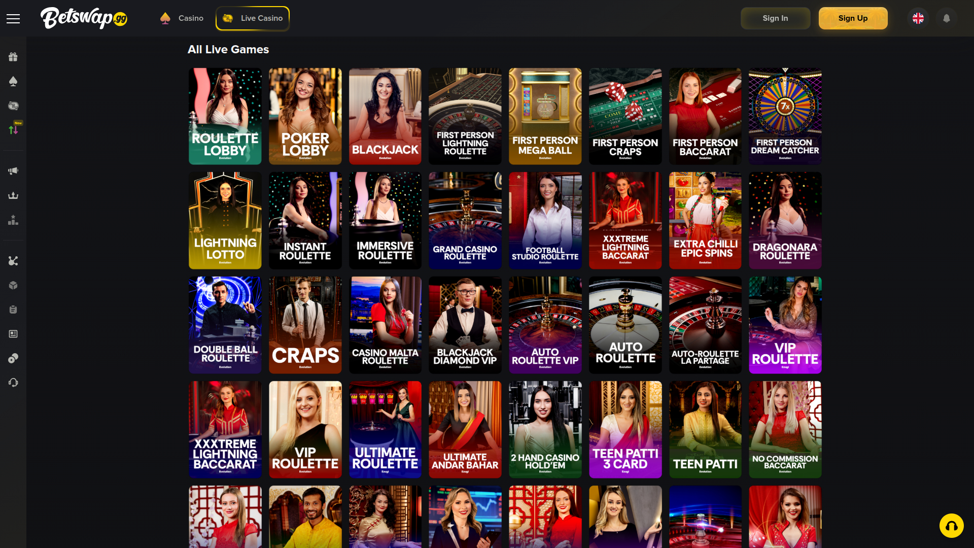 Croupier en direct sur ordinateur de Betswap.gg Casino