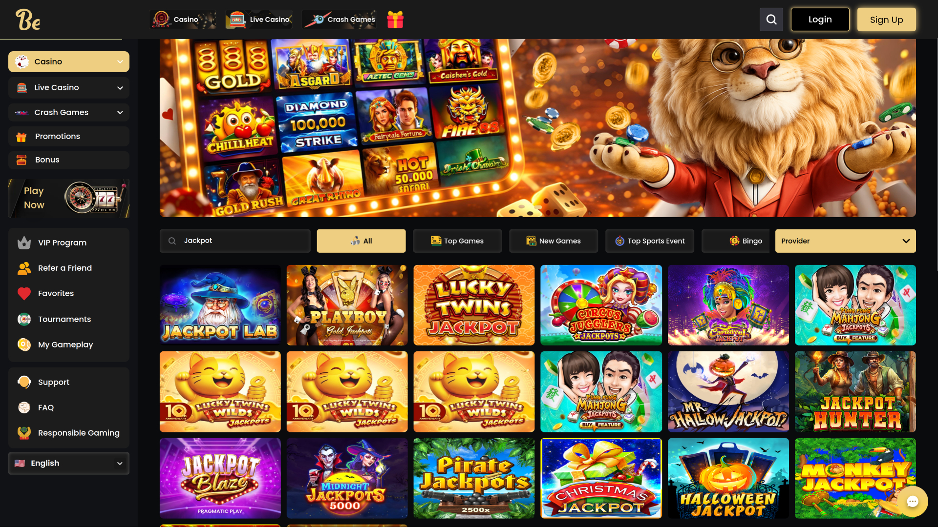 Джекпот Betterwin Casino для настольных компьютеров