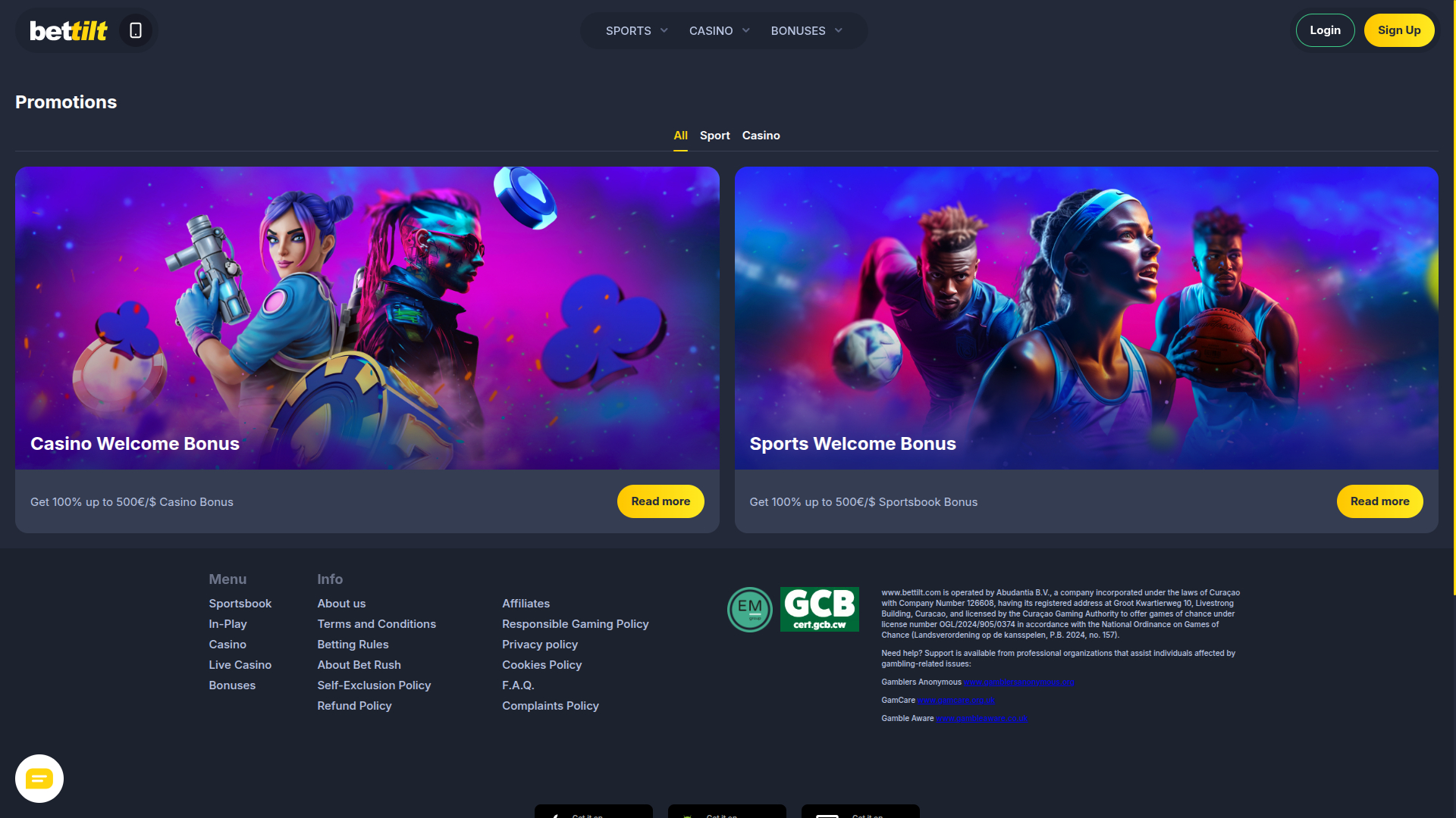 Promoções para desktop do Bettilt Casino