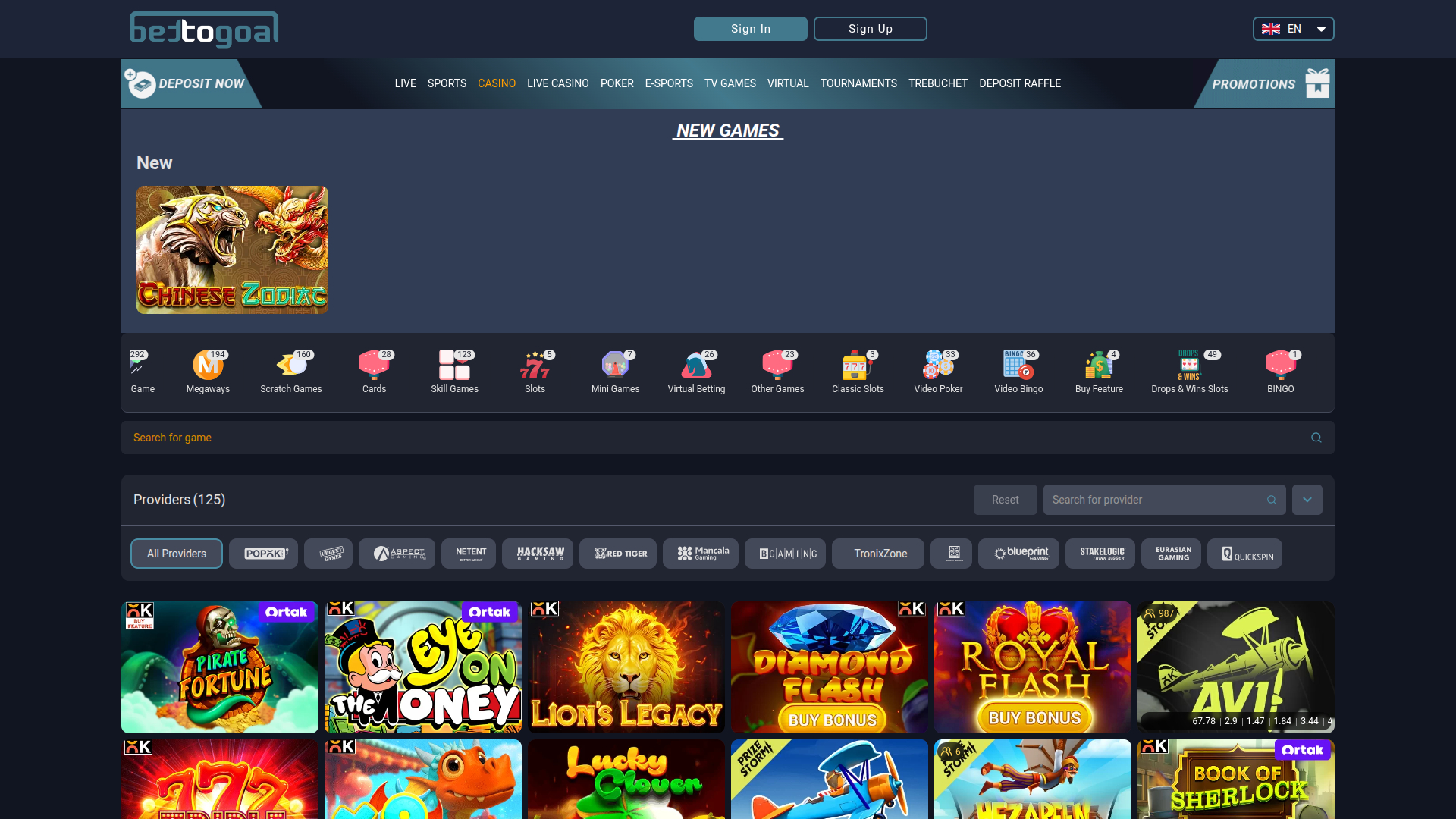 Homepage desktop di Bettogoal