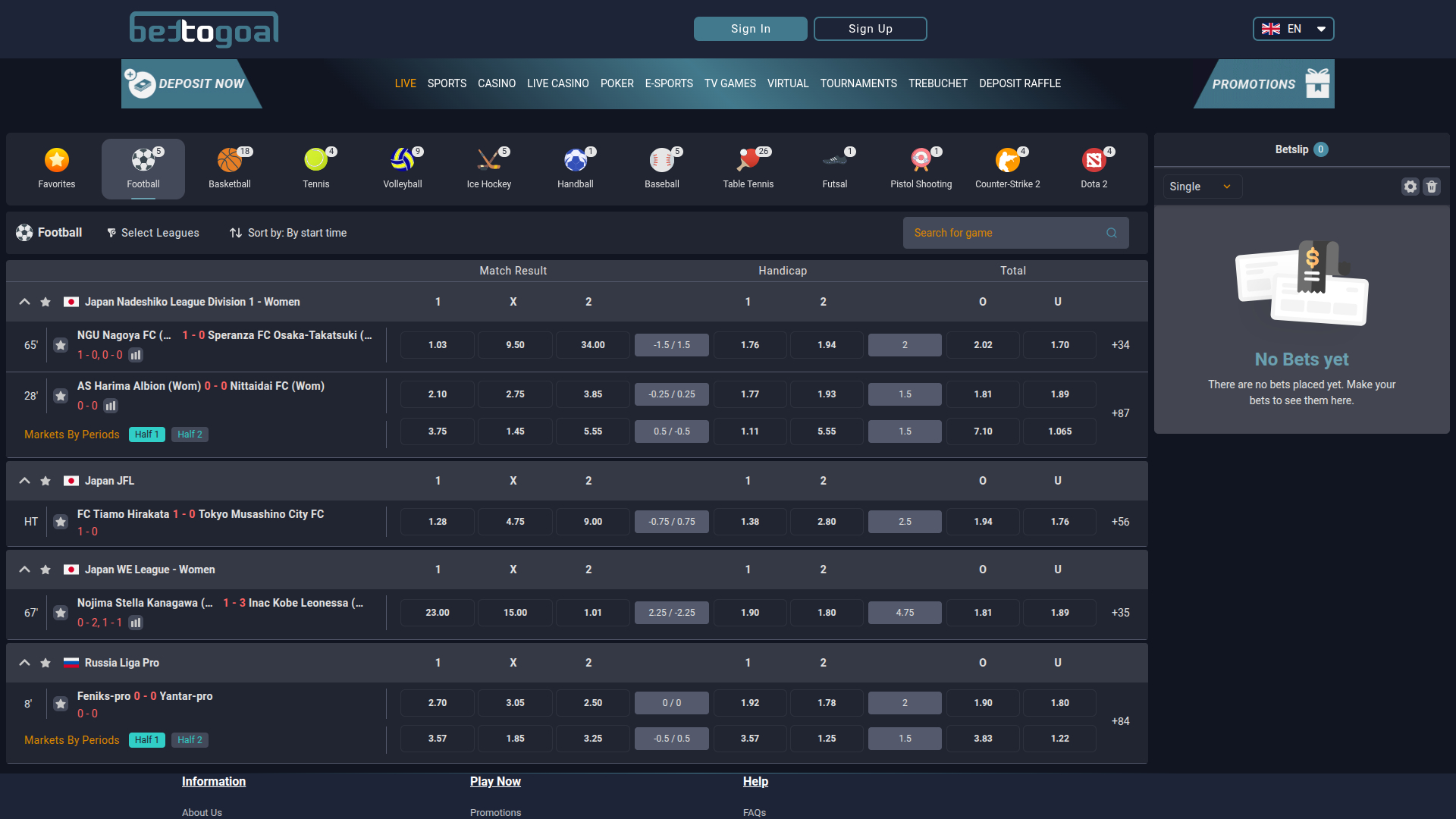 Sport desktop di Bettogoal