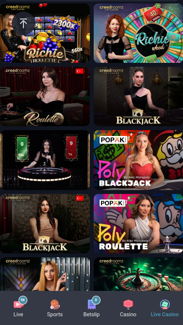 Live dealer mobile di Bettogoal