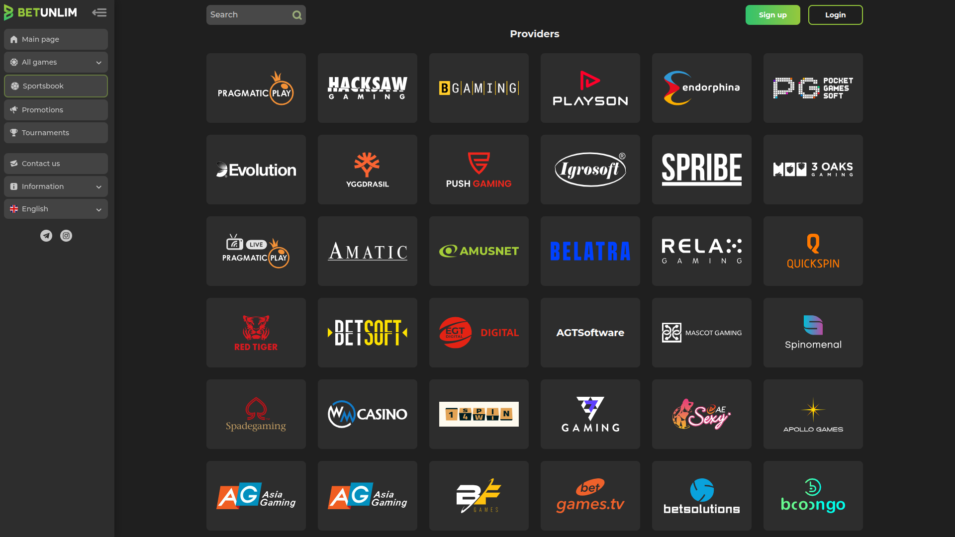 Desarrolladores de juegos de escritorio de Betunlim Casino