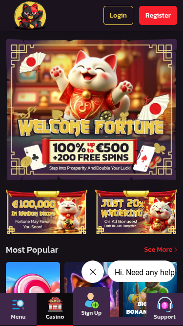 Screenshot der Startseite von Beturo Casino für Mobilgeräte