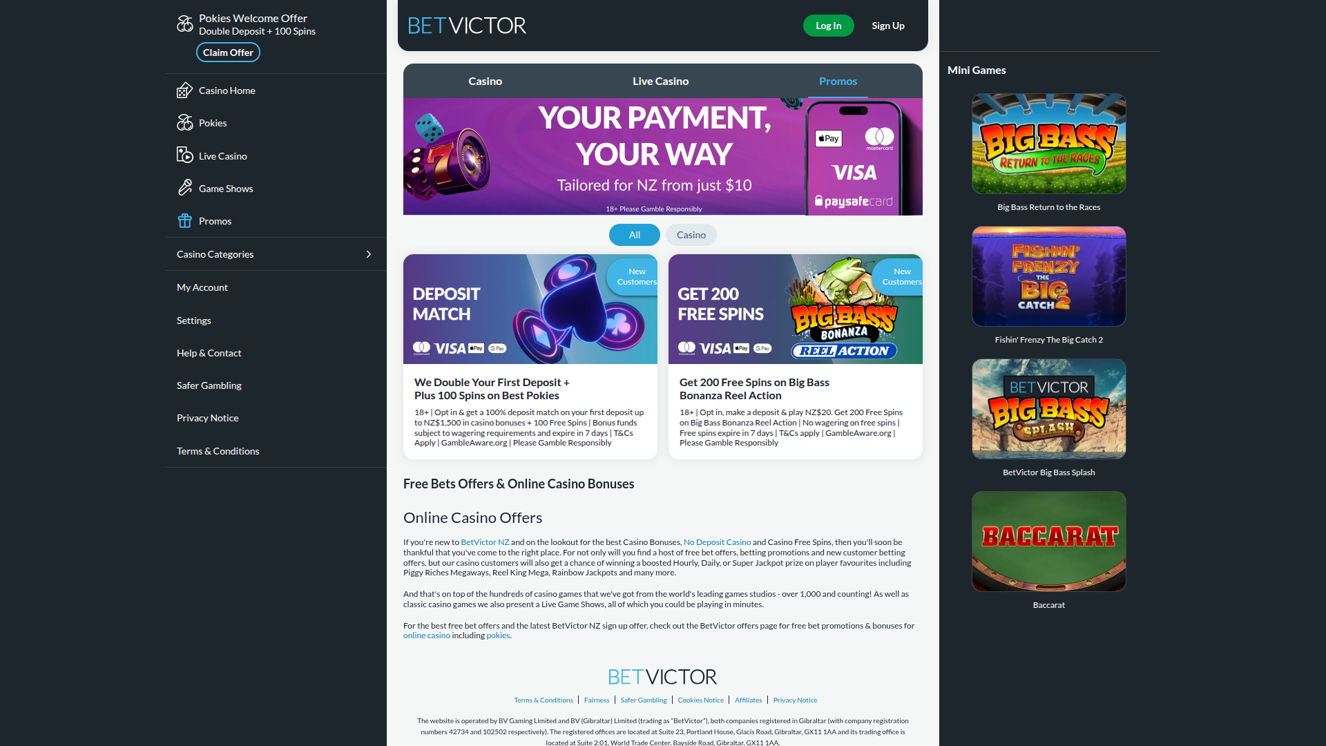 Promotions de bureau de BetVictor Casino