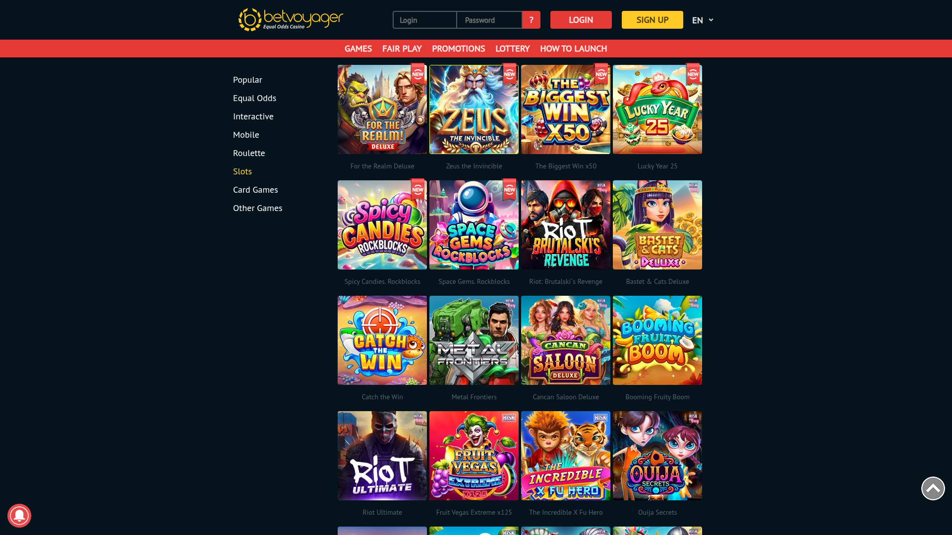 Jeux de bureau de Betvoyager Casino